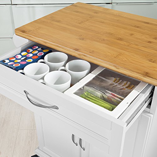 SoBuy® Luxus-Küchenwagen mit Bambustischplatte, Küchenschrank